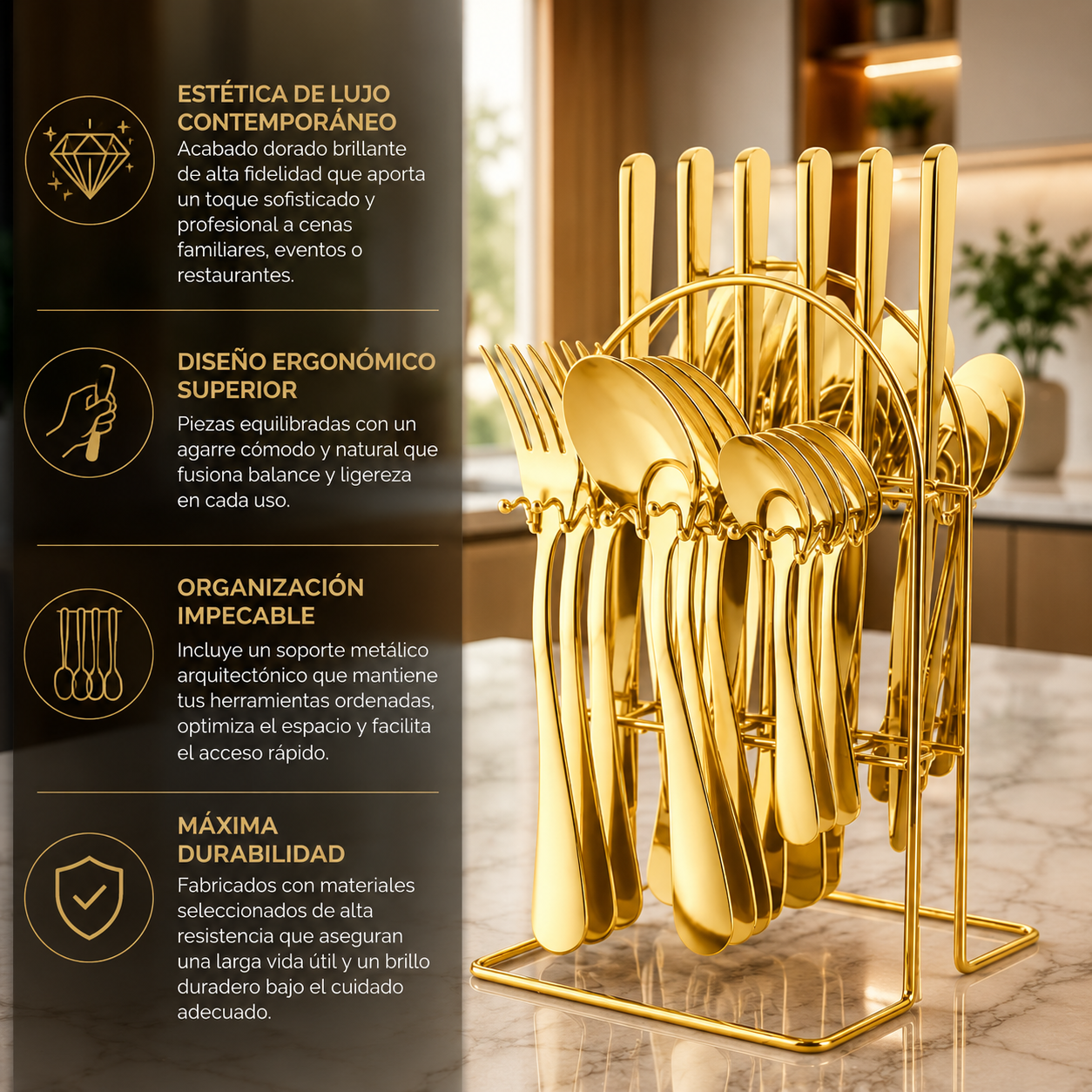 Set de Cubiertos Premium Dorado (24 Piezas)