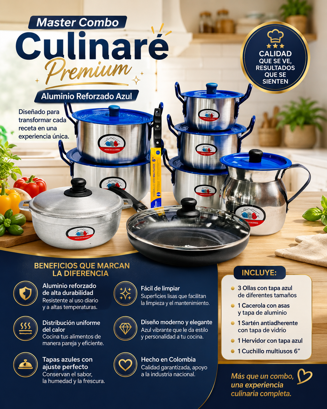 Master Combo Culinaré Premium – Aluminio Reforzado Azul