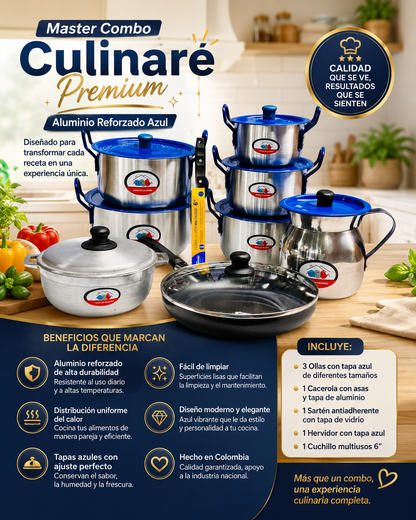 Master Combo Culinaré Premium – Aluminio Reforzado Azul