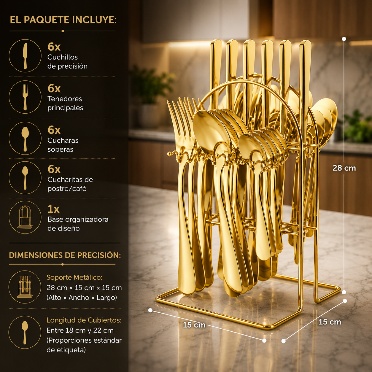 Set de Cubiertos Premium Dorado (24 Piezas)