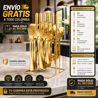 Set de Cubiertos Premium Dorado (24 Piezas)