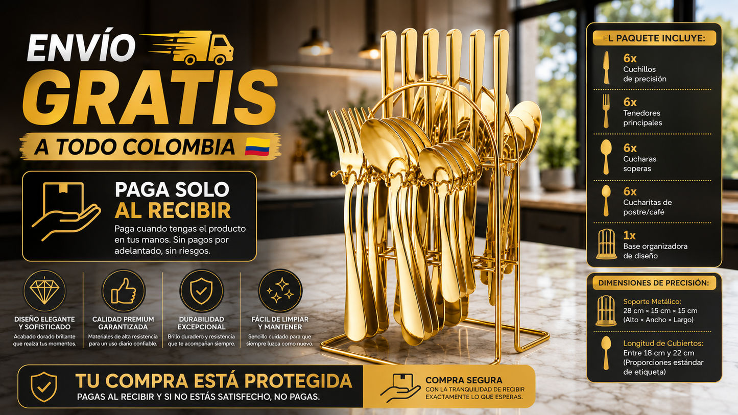 Set de Cubiertos Premium Dorado (24 Piezas)