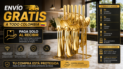 Set de Cubiertos Premium Dorado (24 Piezas)