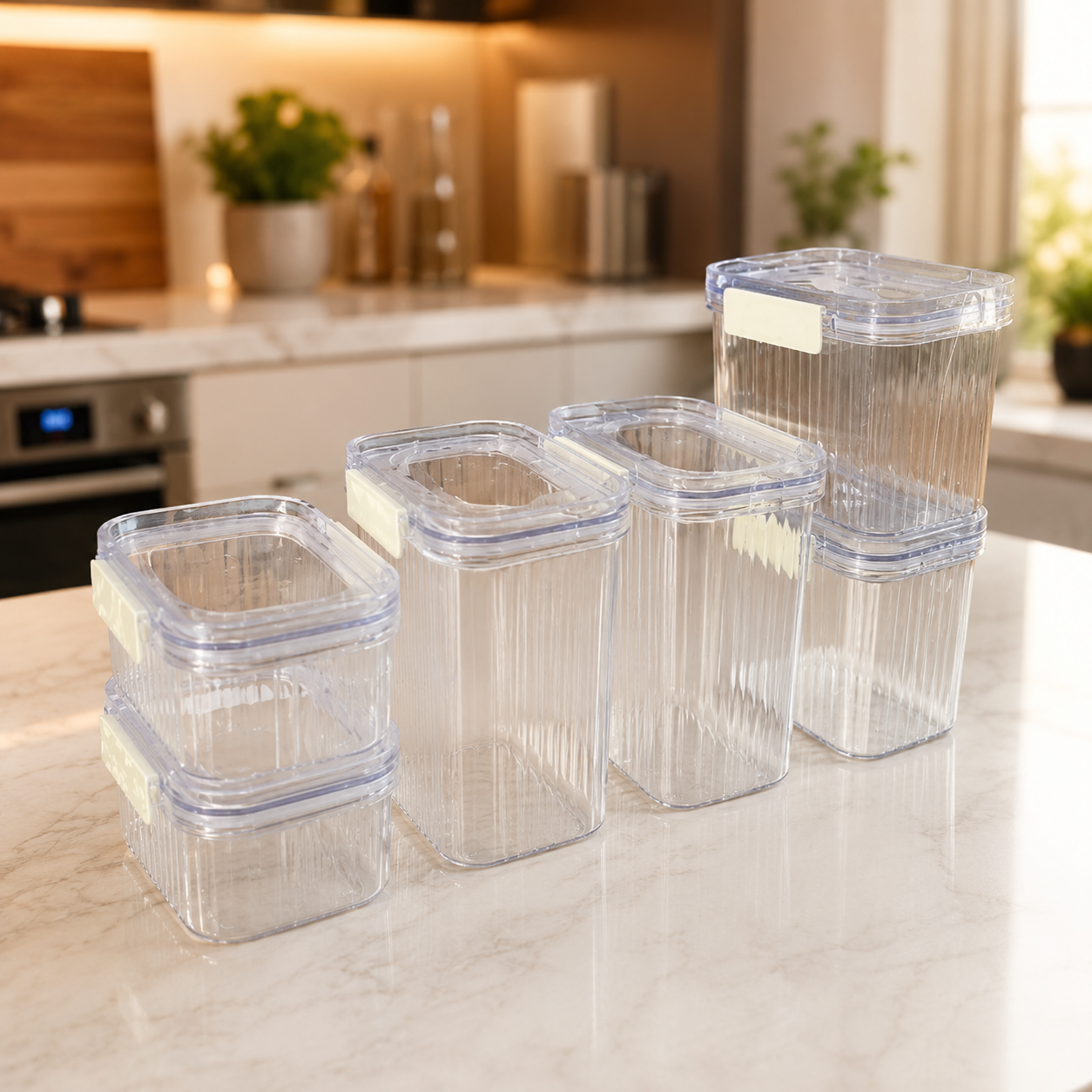 Set de Recipientes de Cocina Ultra-Transparentes (6 Piezas)