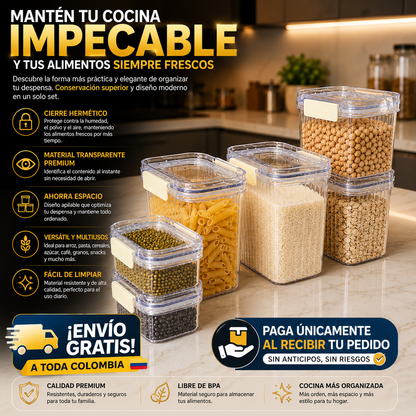 Set de Recipientes de Cocina Ultra-Transparentes (6 Piezas)