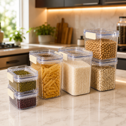 Set de Recipientes de Cocina Ultra-Transparentes (6 Piezas)